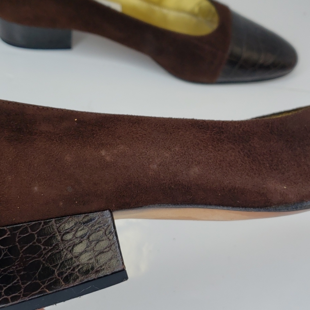 Pancaldi brown suede/croco toe & heel size 8.5AA - Picture 4 of 9